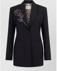 Blumarine - Tailored Wool Blazer Rose Embroidery - Lyst