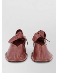 Hereu - Leather Bow Loafers Flat Sole Round Toe - Lyst