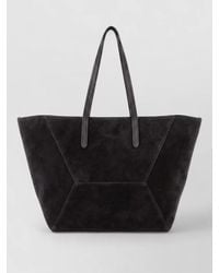 Brunello Cucinelli - Suede Finish Tote Bag Dual Handles - Lyst