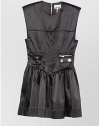 Ganni - Satin Mini Dress Corset Bodice Cargo Pockets - Lyst