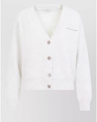 Peserico - Cashmere Silk Wool Ribbed V-Neck Cardigan - Lyst