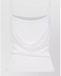 Jacquemus - Viscose Fine-Knit Square-Neck Spaghetti-Strap Draped-Back Top - Lyst