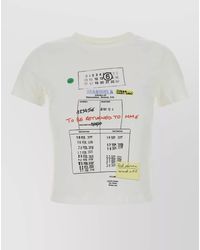 MM6 by Maison Margiela - Printed Cotton Cropped Short-Sleeve T-Shirt - Lyst