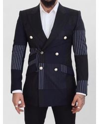 Dolce & Gabbana - Silk Patchwork Double-Breasted Blazer - Lyst