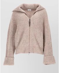 Brunello Cucinelli - Cashmere Ribbed Zip-Up Cardigan - Lyst