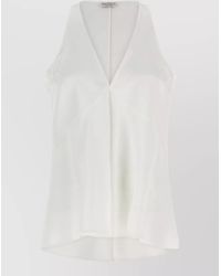 Brunello Cucinelli - Silk V-Neck Sleeveless Top - Lyst