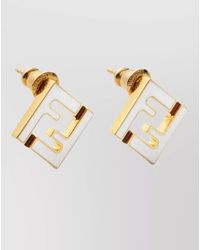 Fendi - Geometric Two Tone Metal Detail Earrings - Lyst