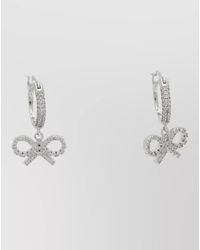 Self-Portrait - Crystal-Embellished Bow Hoop Earrings - Lyst