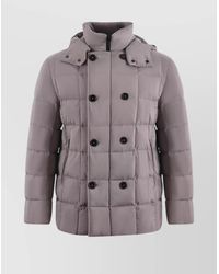 Fay - Buttoned Double-Breasted Hooded Quilted Pockets Jacket - Lyst