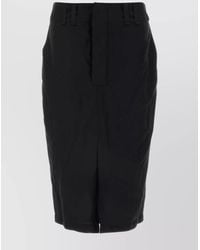 Saint Laurent - Crepe Skirt With Back Pockets And Front Slit - Lyst