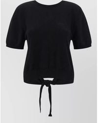 Ganni - Organic Cotton Knotted Bare Back Short-Sleeve Top - Lyst