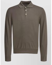 Brunello Cucinelli - Knit Shirt Buttons Polo Collar Ribbed - Lyst