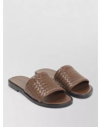 Bottega Veneta - Elio Mule Leather Sandals Flat Sole - Lyst