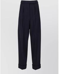 Max Mara - Pleated Trousers Cuffed Hem Buttoned Back Pockets - Lyst