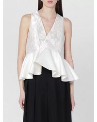 Ganni - V-Neck Ruffled Top - Lyst