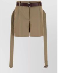 Prada - Twill Shorts With Belted Waist And Pleated Front - Lyst
