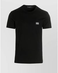 Dolce & Gabbana - Cotton Logo Plaque Short Sleeve T-Shirt - Lyst