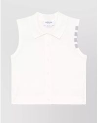 Thom Browne - Cotton Top With Pointed Collar And Striped Detail - Lyst