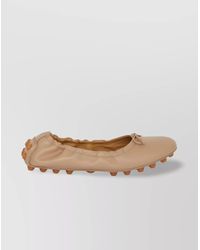 Tod's - Lambskin Bow Detail Round Toe Ballerinas - Lyst