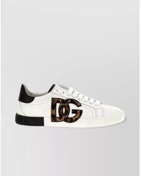 Dolce & Gabbana - Leather Printed Portofino Low-Top Sneakers - Lyst