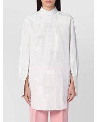 Dries Van Noten - Checked Popeline Turtleneck Shirt With High-Low Hem - Lyst