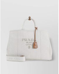 Prada - Cotton Linen Extra Large Tote Bag - Lyst
