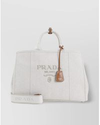 Prada - Cotton Linen Extra Large Tote Bag - Lyst