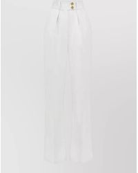 Elisabetta Franchi - High Waist Pleated Wide Leg Trousers - Lyst