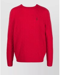 Ralph Lauren - Wool Cashmere Fine Knit Logo Pattern Crewneck Jumper - Lyst