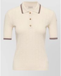 Moncler - Rhombus Logo Pattern Cotton Polo Shirt - Lyst