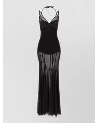 Elisabetta Franchi - Sheer Tulle Long Dress - Lyst