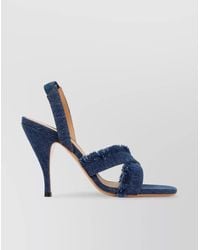 Off-White c/o Virgil Abloh - Curvy Heel Denim Sandal With Fringed Straps - Lyst