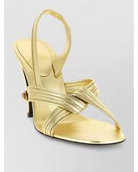 Versace - Gianni Sandals Open Toe Cone Heel Metallic - Lyst