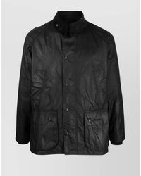 Barbour - Waxed Jacket With Corduroy Collar And Pockets - Lyst