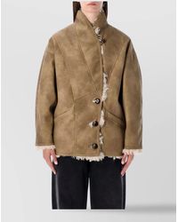 Isabel Marant - Oversized Coat With High Collar And Pockets - Lyst