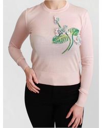 Dolce & Gabbana - Cashmere Silk Floral Pullover Sweater - Lyst