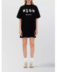 MSGM - Cotton Logo Print Mini Dress - Lyst