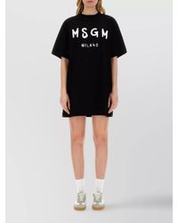 MSGM - Cotton Logo Print Mini Dress - Lyst
