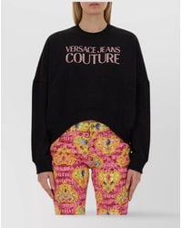 Versace Jeans Couture - Cropped Cotton Sweatshirt - Lyst