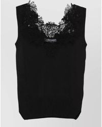 Ermanno Scervino - Knit Top Lace Detail Ribbed Hem Neckline - Lyst