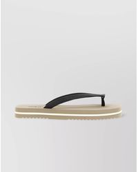 Brunello Cucinelli - Flat Open Toe Rubber Sandals With Textured Strap - Lyst