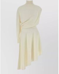 Alaïa - Wool Dress Asymmetric Hem Long Sleeves - Lyst