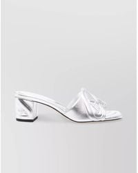 McQueen - Metallic Leather Heel Sandals - Lyst