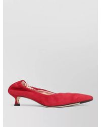 LA ROSE - Kitten Heel Suede Pointed Toe Pumps - Lyst