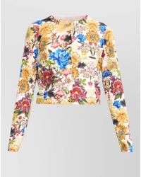 Alice + Olivia - Floral Print Ribbed Trim Cropped Jacket - Lyst