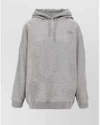 MM6 by Maison Martin Margiela - Graphic Print Kangaroo Pocket Drawstring Hood Ribbed Cuffs Hoodie - Lyst