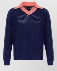 Fendi - Cotton Cable-Knit V-Neck Sweater - Lyst