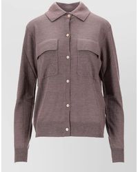 P.A.R.O.S.H. - Knit Cardigan Collared Neck Front Pockets - Lyst