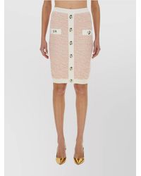 Balmain - Ribbed Tweed Midi Skirt - Lyst