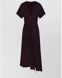 Victoria Beckham - Midi Dress With Ruched Scalloped Detail - Lyst